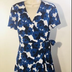 BR Floral Blue and White Wrap Dress
